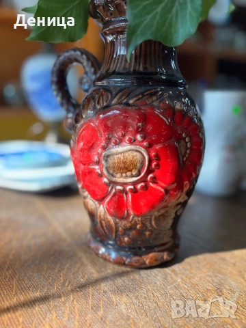 Керамична ваза Scheurich 60-70 те г. Западногерманска керамика (West German) , снимка 8 - Вази - 53641015