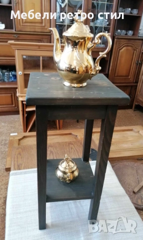 Семпла и стилна помощна масичка от дърво с долен рафт за съхранение. Подходяща за хол, спалня., снимка 5 - Маси - 52401837