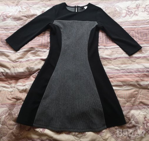 Нова -50% есенна рокля H&M S 36 размер черно и сиво