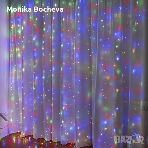 Коледна завеса с 300 лампички -3×3м, снимка 3 - Декорация за дома - 52684688