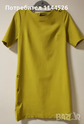 Миди рокля, жълто-зелен цвят, S, снимка 1