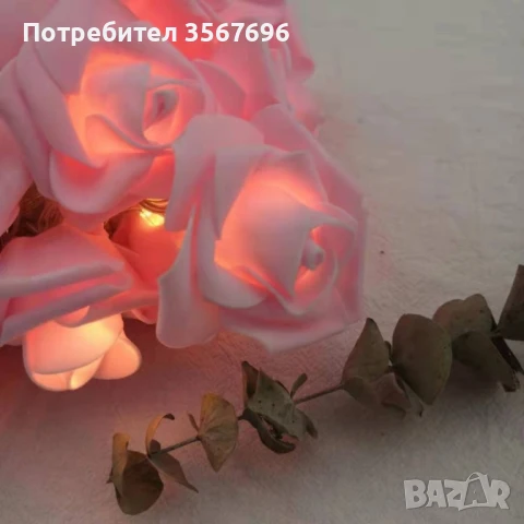 Декоративни LED лампички рози в топъл бял цвят с дължина 3 метра, 20 броя светлини;, снимка 1