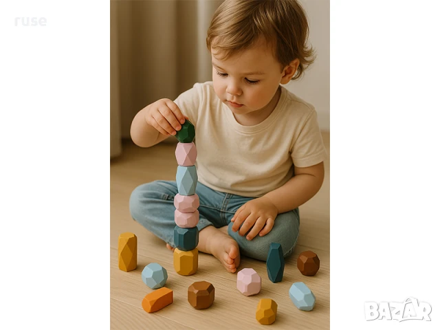 НОВИ! Детска играчка Дървени балансиращи камъни 20 части, снимка 3 - Образователни игри - 50981216