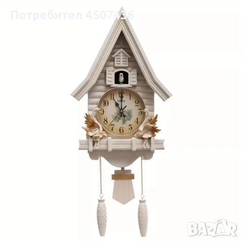 Бял стенен часовник с кукувица,форма на къща,безшумен, регулируема сила на звука, снимка 5 - Стенни часовници - 52116104