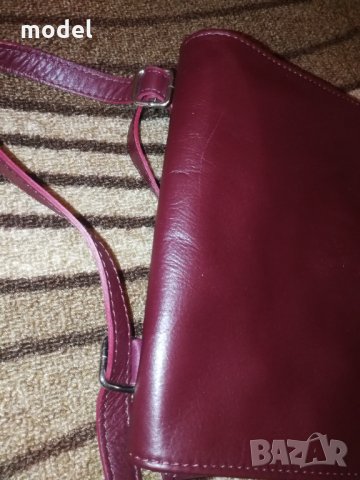 Дамска чанта естествена кожа Vera Pelle цвят бордо , снимка 4 - Чанти - 34262328