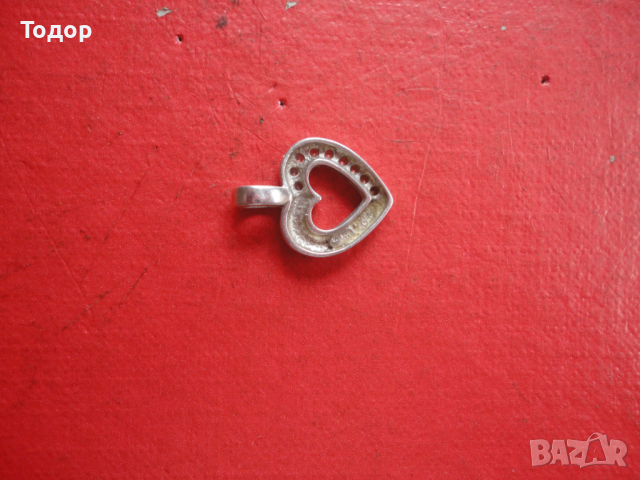 Сребърен медальон висулка с камъни сърце 925 , снимка 5 - Колиета, медальони, синджири - 44620797