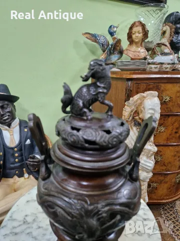 Стара голяма антикварна колекционерска китайска кадилница , снимка 6 - Антикварни и старинни предмети - 49488772