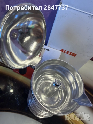 Еспресо машина (кафеварка)за котлон Alessi Pulcina 150мл, алуминий, 3чаши, снимка 2 - Кафемашини - 56096987