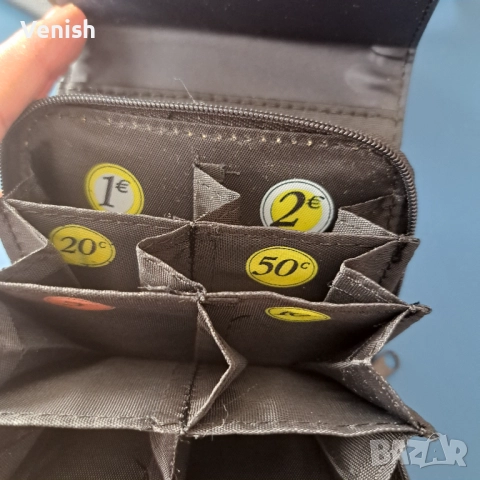 Синя кожена чанта и евро портмоне , снимка 4 - Чанти - 52175546