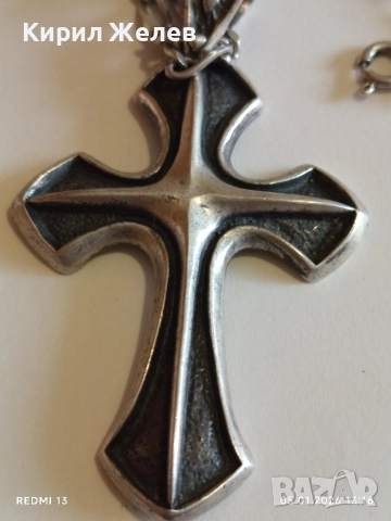 Сребърно колие с висулка кръст символ на духовна сила и закрила перфектно 18702, снимка 2 - Колиета, медальони, синджири - 52987066