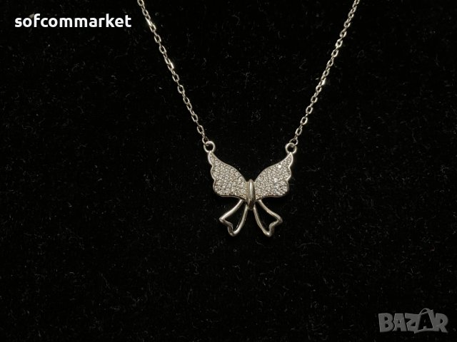Сребърно колие Пеперуда, снимка 3 - Колиета, медальони, синджири - 44417154
