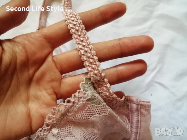 70А кокетен прозрачен дантелен сутиен в розов цвят, снимка 4 - Бельо - 52922265