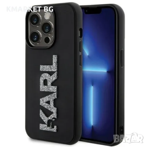 Оригинален кейс Karl Lagerfeld HC 3D Logo Glitter и Протектор, За iPhone 15 Pro (6.1), Черен, снимка 1