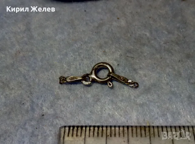 СТАРА СРЕБЪРНА ЗАКОПЧАЛКА СРЕБРО 925 ITALY с БЯЛА ПОЗЛАТА КАРАБИНКА За ГРИВНА КОЛИЕ ВЕРИЖКА 49932, снимка 4 - Други - 49525096