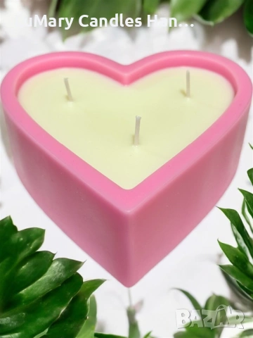 Свещ “ Розово сърце”, снимка 3 - Декорация за дома - 53222893