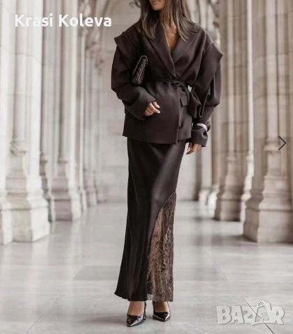 най-новият модел дълги поли сатен и дантела, снимка 2 - Рокли - 52606338