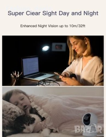 Нова Камера  за проследяване с приложение за телефон /4МP/Работи с Аlexa Сигурност  , снимка 3 - Други - 41327152