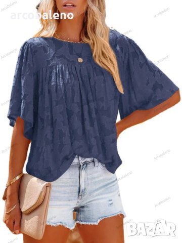 Дамска дантелена блуза с разкроени ръкави, 12цвята - 023, снимка 17 - Тениски - 40302892