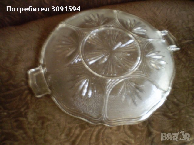 Арт Деко стъклена чиния за торта , снимка 2 - Други ценни предмети - 41335198