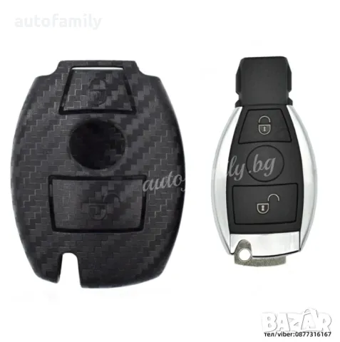 Кутийка за ключ карбон за MERCEDES с 2 бутона, снимка 1