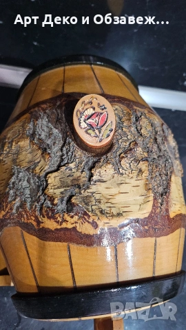 Дървено изрисувано буренце, снимка 3 - Декорация за дома - 53664234