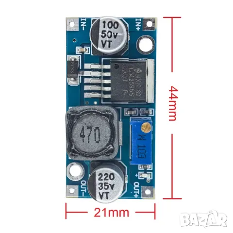 Понижаващ захранващ модул LM2596, 3A, 3.2V-46VDC , снимка 3 - Друга електроника - 48014178