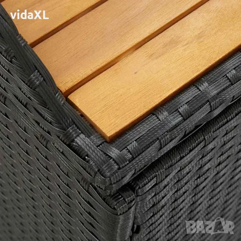 vidaXL Градинска пейка за съхранение, 120 см, полиратан, черна, снимка 10 - Градински мебели, декорация  - 56147626