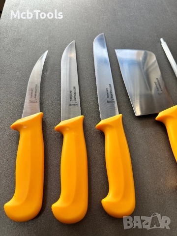 Комплект професионални немски месарски ножове 3 броя със сатър и масат, снимка 4 - Други инструменти - 52858084