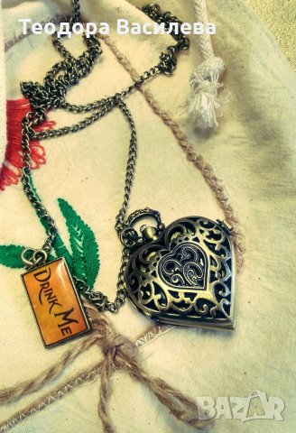 Ретро джобен часовник колие Алиса в странатана чудесата, снимка 2 - Джобни - 35714800