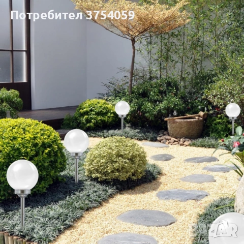 Соларна градинска лампа сфера BONETTI Ø30 см – автоматично осветление без кабели и сметки за ток, снимка 6 - Външни лампи - 53185145