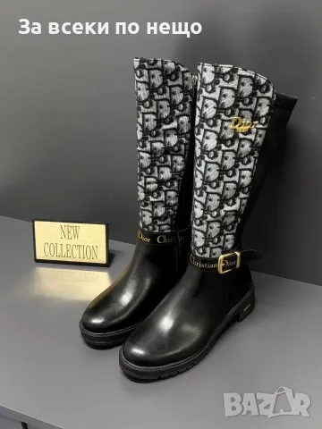 Christian Dior Луксозни Дамски Ботуши До Коляното С Монограм И Кожа Код SEM-768