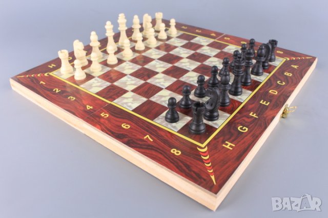 Дъска за шах, дъска за табла, голяма 34х34см, дървена шахматна дъска за табла и дама, Шахмат, Игра