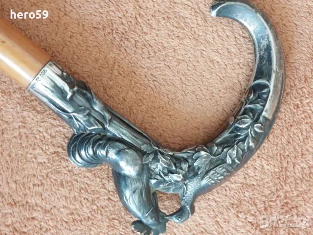Стар антикварен чадър със сребърна ръкохватка-сребро 900, снимка 9 - Антикварни и старинни предмети - 49044110