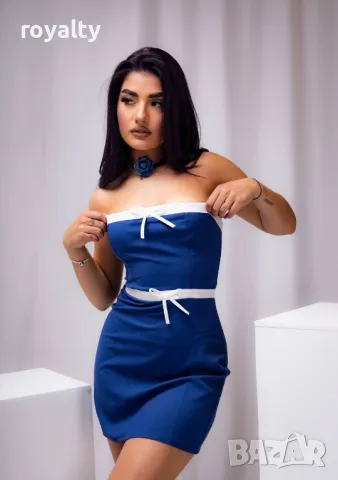 Синя стилна дамска рокля 
