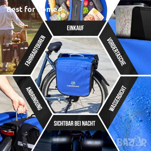 Комплект от 2 велосипедни чанти за багажник Forrider, водоустойчиви, снимка 7 - Аксесоари за велосипеди - 53838565