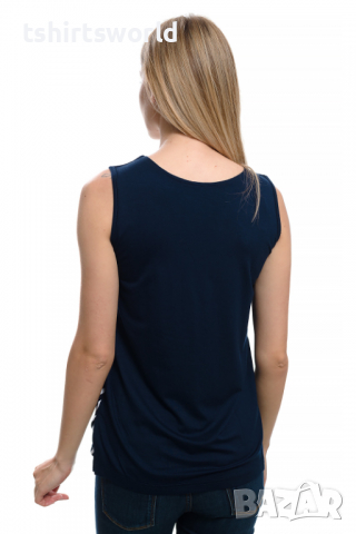 Нова дамска елегантна моряшка блуза без ръкави на тънко райе, снимка 4 - Потници - 36292038