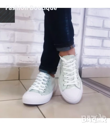 Италиански кецове в бледо зелено сметана нишка, снимка 4 - Кецове - 51248049