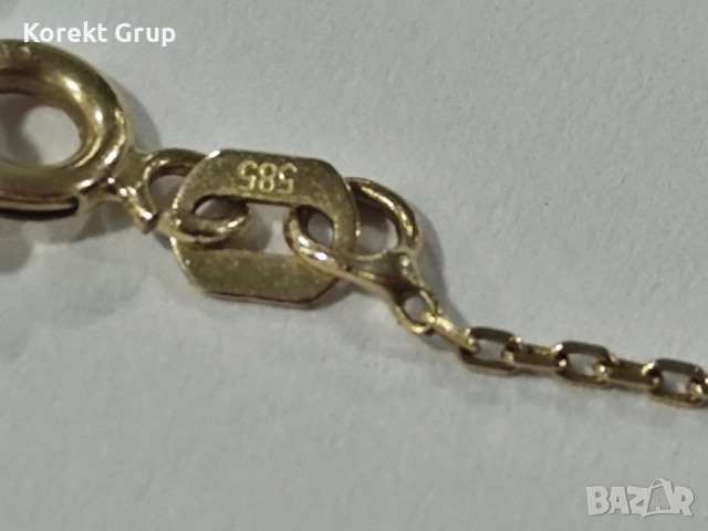 Златен синджир 14к с висулка сърце, снимка 3 - Колиета, медальони, синджири - 52901243