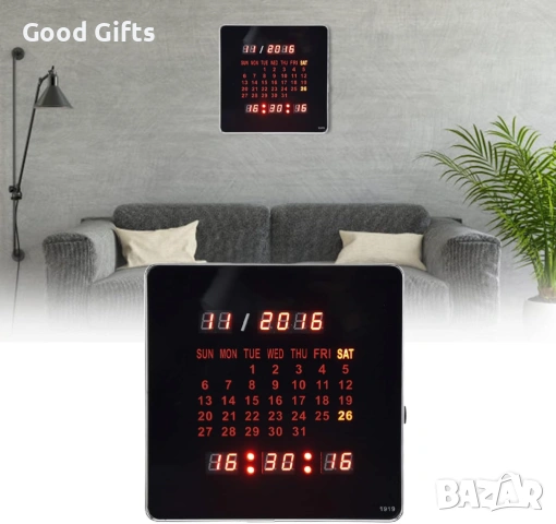 Голям Дигитален LED Часовник с Календар и Термометър – Елегантност и Точност, снимка 7 - Друга електроника - 53833088