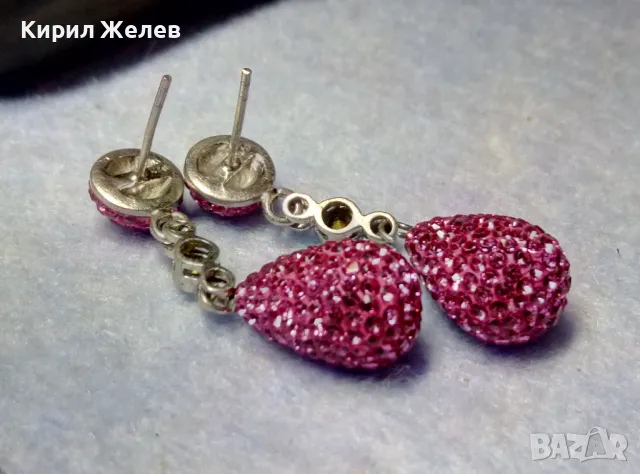 ЕЛЕГАНТНИ СКЪПОЦЕННИ СРЕБЪРНИ ОБЕЦИ РОДИРАНО СРЕБРО 925 с ЦВЕТНИ КАМЪНИ / ЦИРКОНИ 49282, снимка 2 - Обеци - 49876618