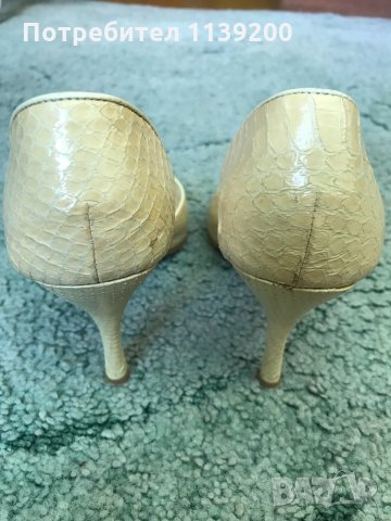 луксозни официални обувки San Marina 37 бяла змийска естествена кожа с ток, снимка 4 - Дамски обувки на ток - 20865721