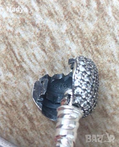 Сребърна гривна Пандора 19см , снимка 4 - Гривни - 41337542