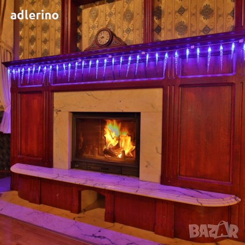 Коледна декорация 40 LED верига Ледени висулки, синьо, украса за тераса, снимка 2 - Лед осветление - 34447484