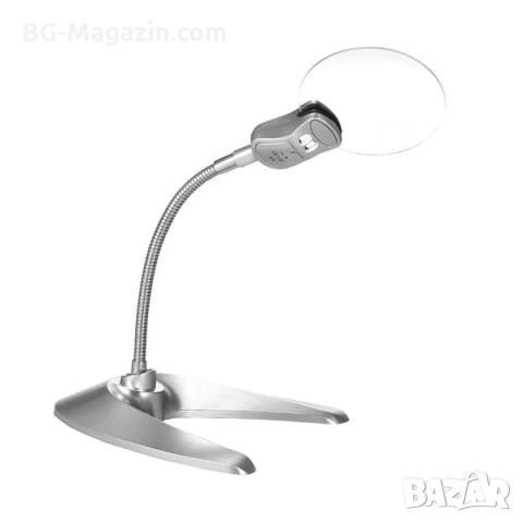 Увеличителна настолна лупа с LED осветление лед лампа регулируемо чупещо се рамо за четене гоблени, снимка 5 - Други инструменти - 50921155