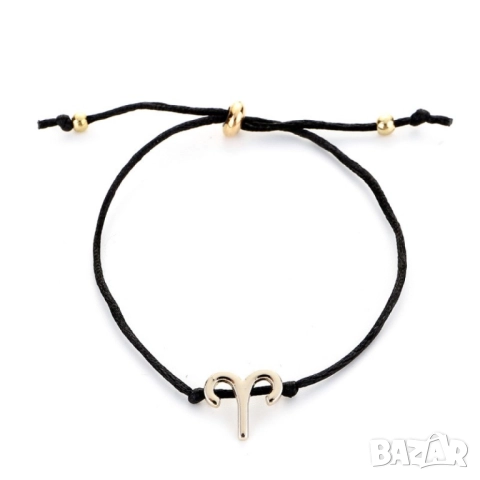 Регулируема гривна с черна връв и зодиакални символи , снимка 6 - Гривни - 51802111