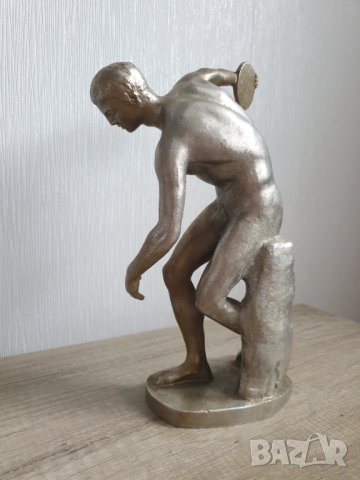 Стара голяма алуминиева фигура на дискохвъргач, снимка 5 - Антикварни и старинни предмети - 41126239