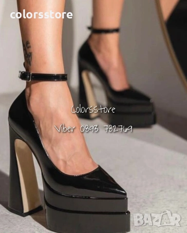 Обувки на ток - черен лак - VT2