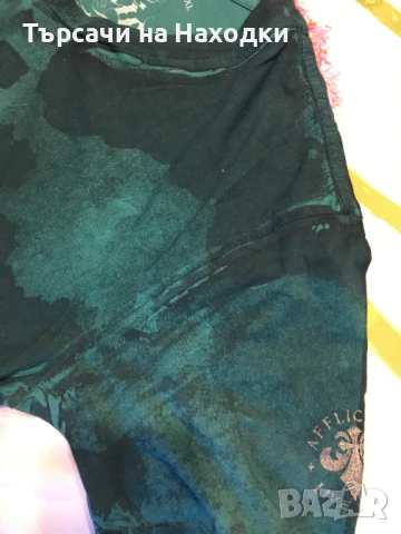 Мъжка тениска Affliction Standard Series Teal тюркоазна Distressed Dark Lava Wash, снимка 3 - Тениски - 50923528