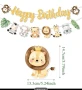 Happy Birthday Сафари Джунгла Зоо Диви животни Картонен банер парти гирлянд декор флаг рожден ден, снимка 2