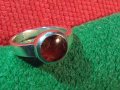 КЕХЛИБАРЕН СРЕБЪРЕН ПРЪСТЕН СРЕБРО 925 с НАТУРАЛЕН БАЛТИЙСКИ КЕХЛИБАР МАЙСТОРСКА РЕТРО РАБОТА 42081, снимка 1